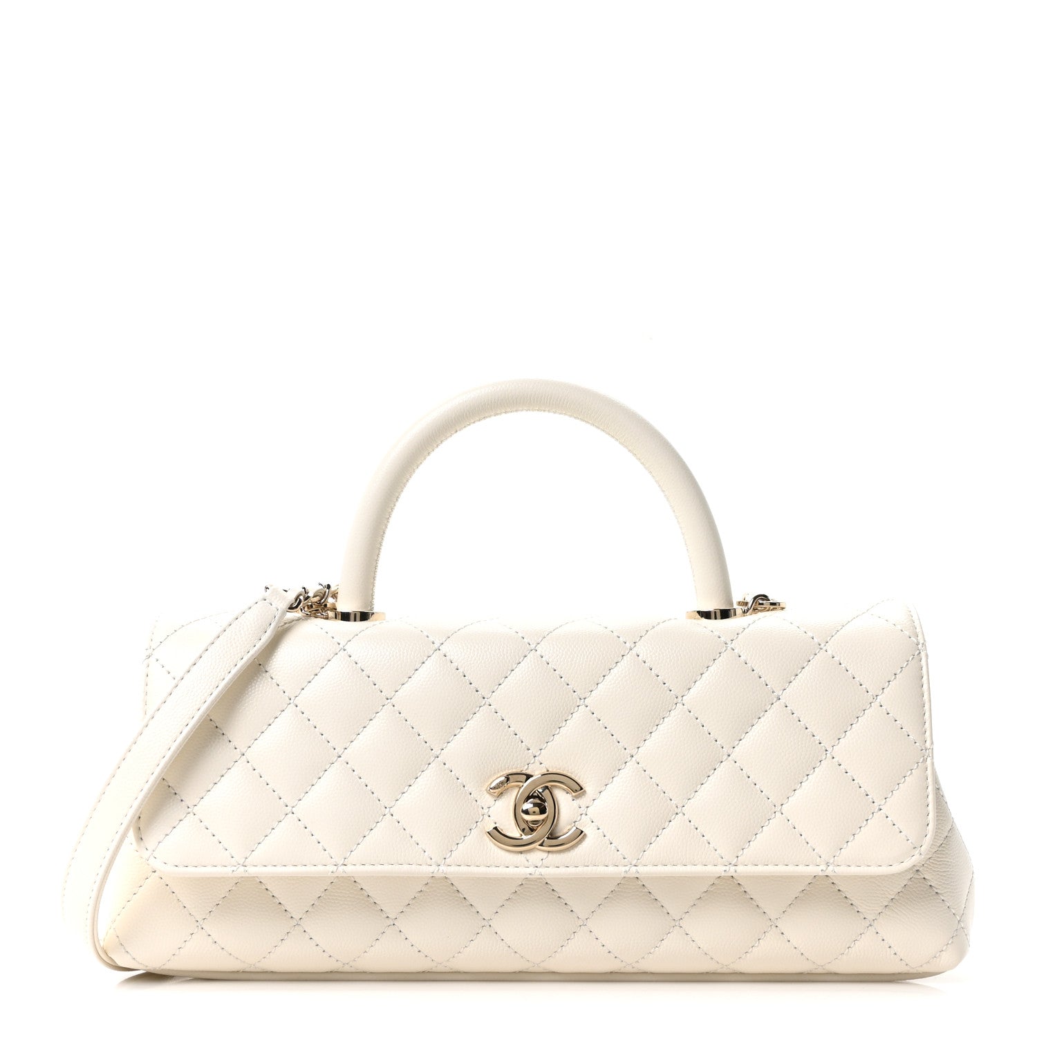 Chanel Caviar Quilted Maxi East West Coco Handle Flap White 1 of 10
