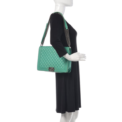 Chanel Calfskin Quilted Large Boy Flap Green 3 of 23