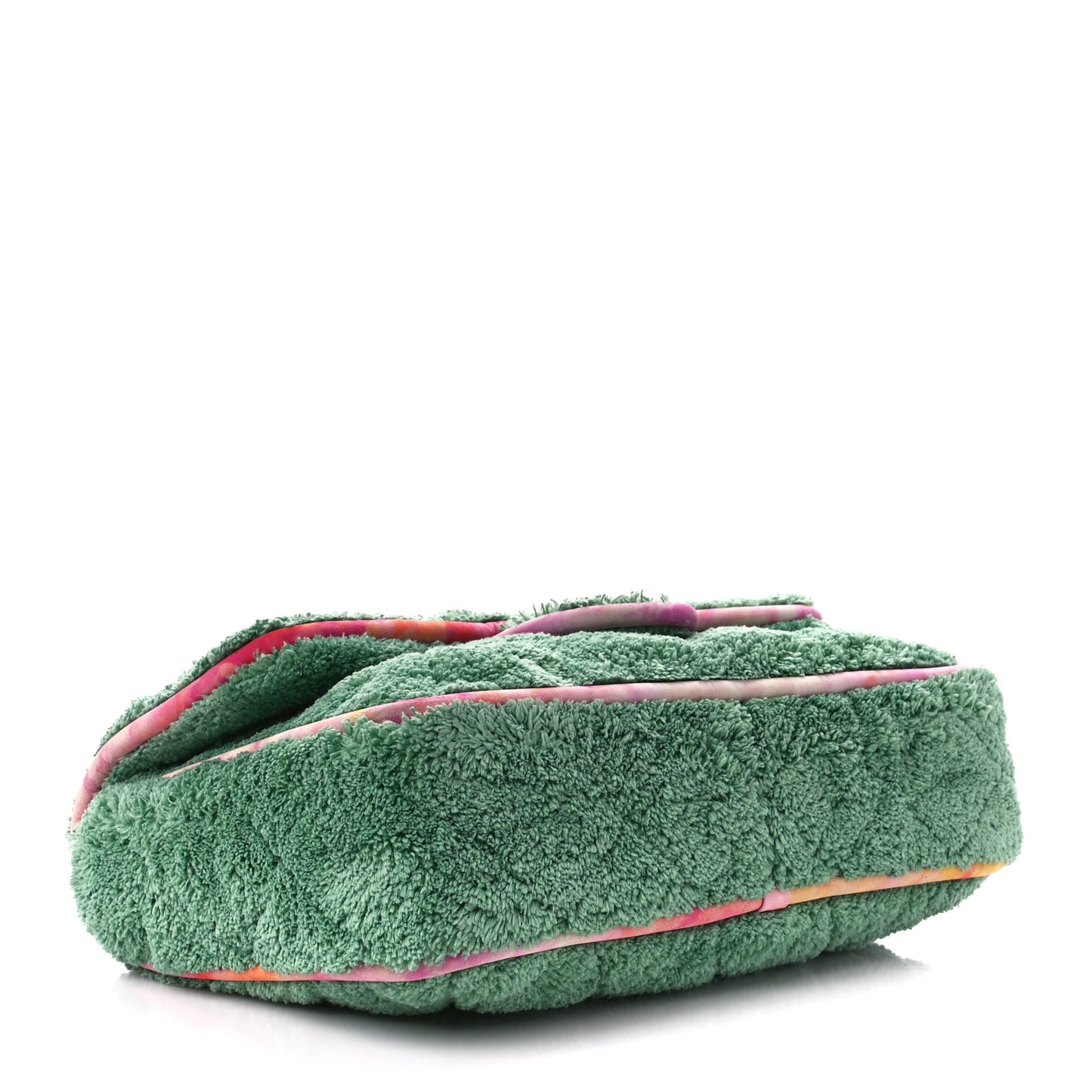 Mixed Fibers Quilted Large Flap Bag Green Pink