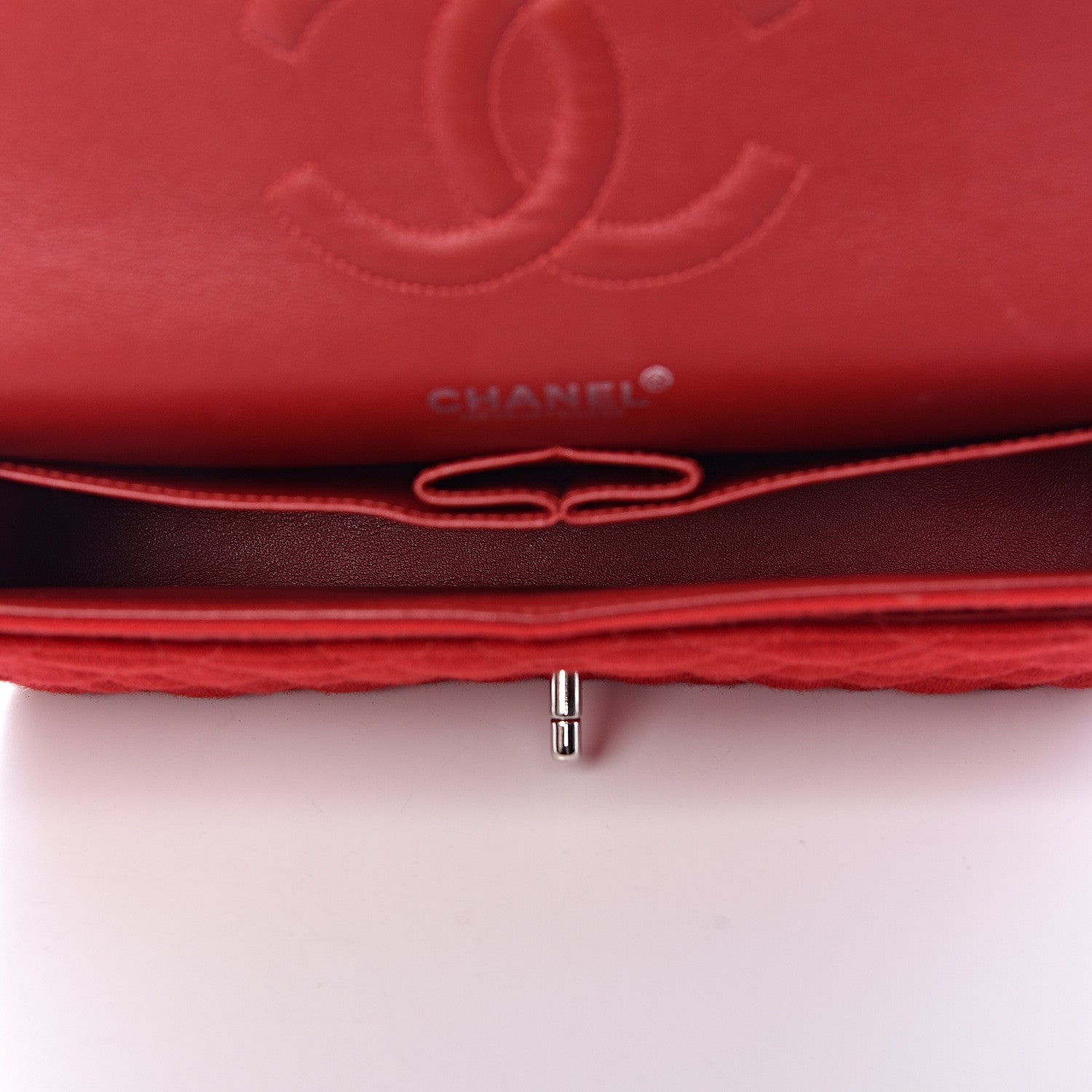 Chanel Jersey Quilted Medium Double Flap Bijoux Chain Red 5 of 10