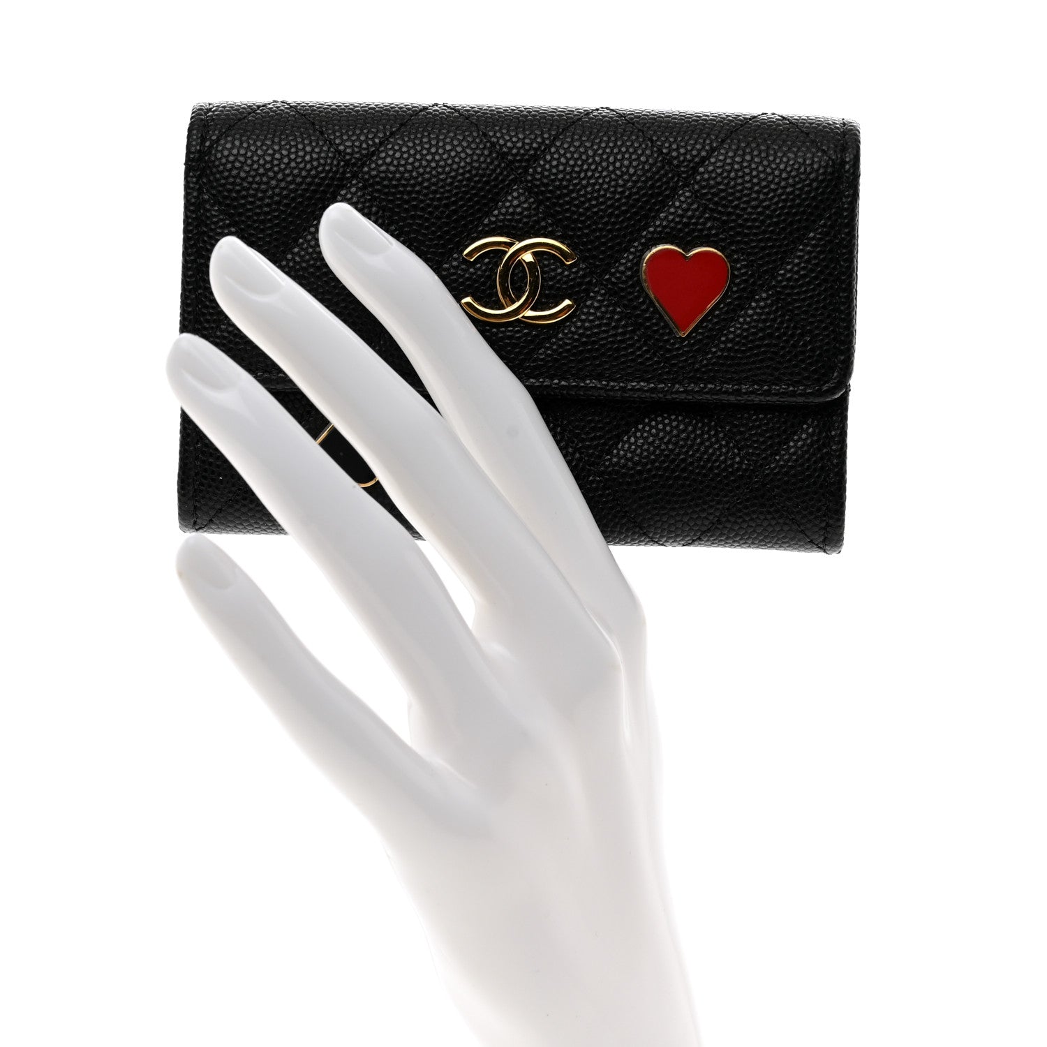 Chanel Caviar Quilted Enamel Coco Casino Flap Card Holder Wallet Black 2 of 9