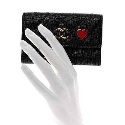 Chanel Caviar Quilted Enamel Coco Casino Flap Card Holder Wallet Black 2 of 9