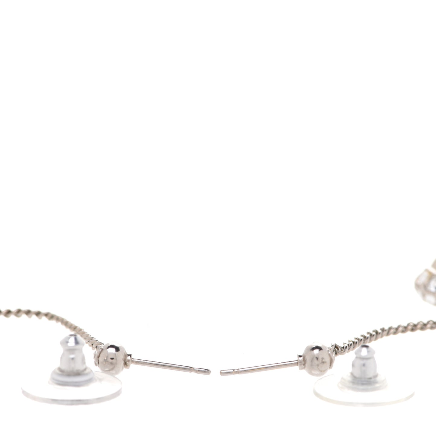 Baguette Crystal CC Drop Earrings Silver