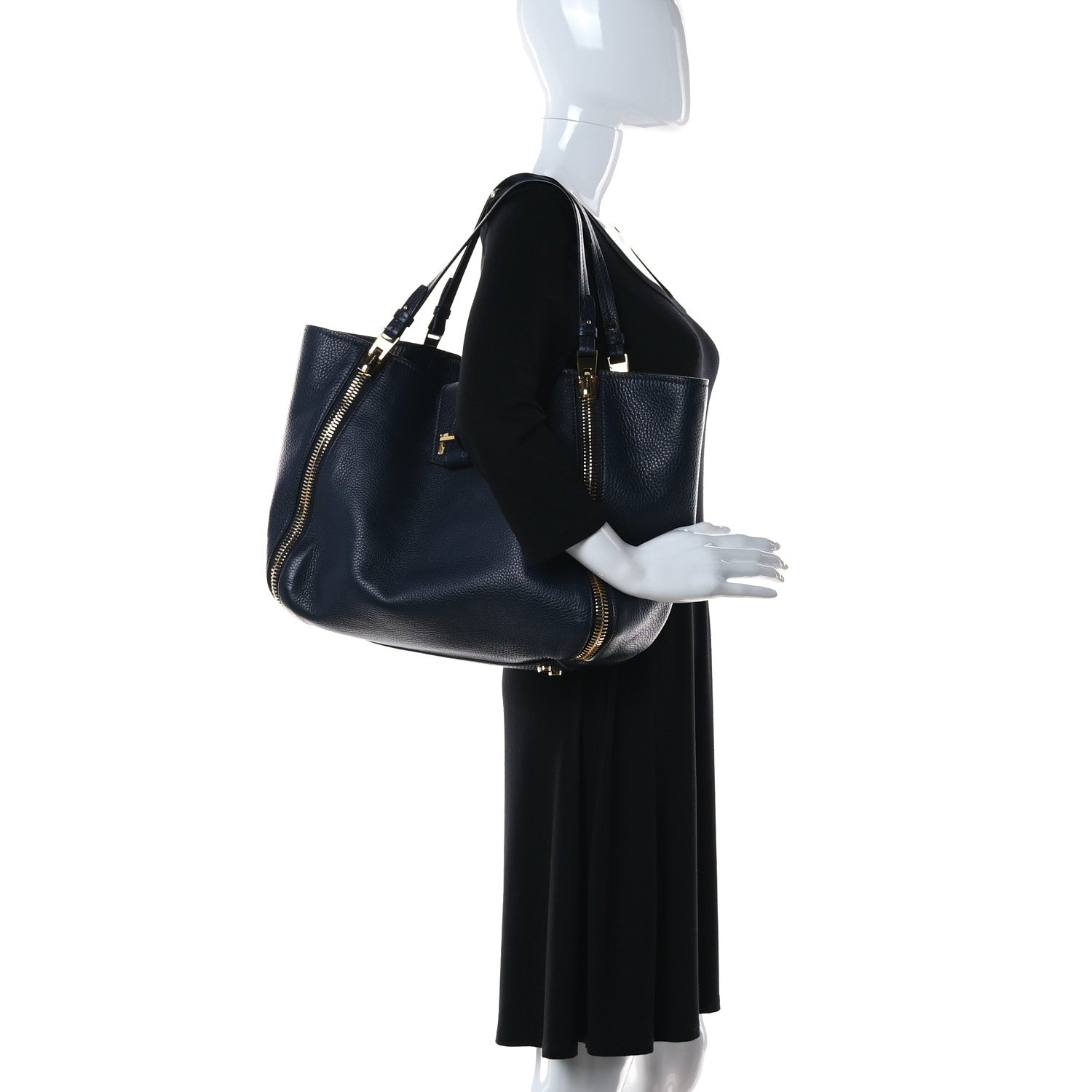 Tom Ford Grained Calfskin Sedgwick Medium Zipper Tote Sapphire Blue 2 of 10