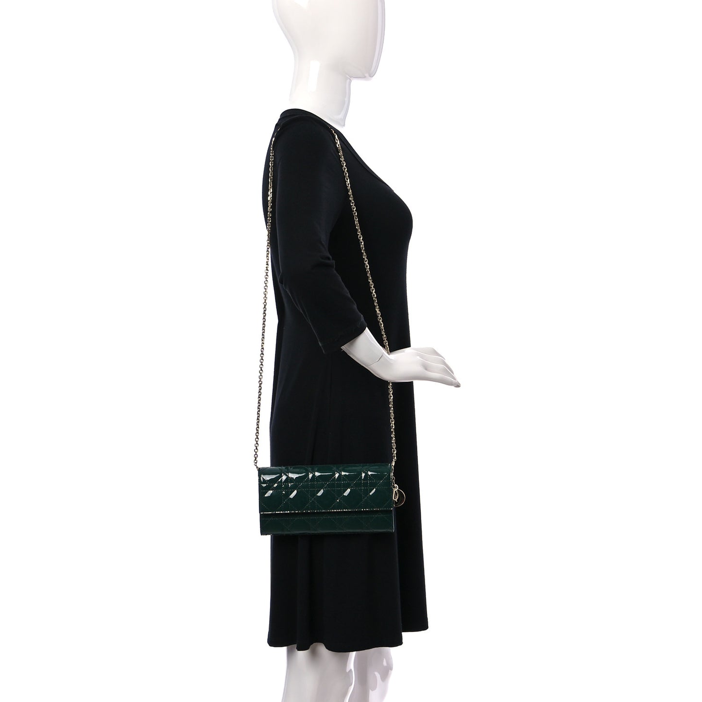 Patent Cannage Rendez-vous Chain Wallet Dark Green