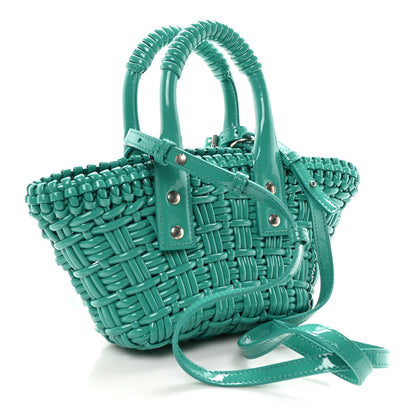 Balenciaga Faux Calfskin Braided Varnished XXS Bistro Basket Green 3 of 9