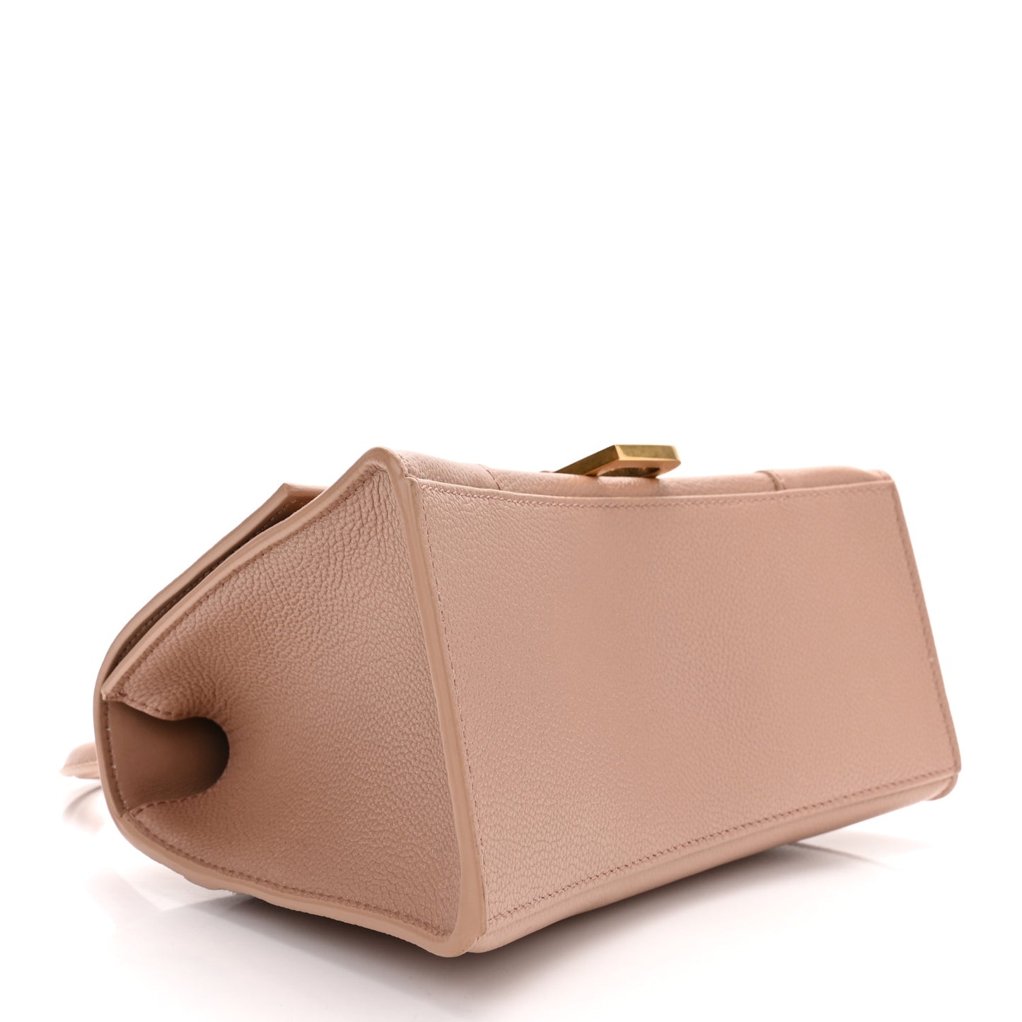 Grained Calfskin Small Hourglass Top Handle Bag Nude Beige
