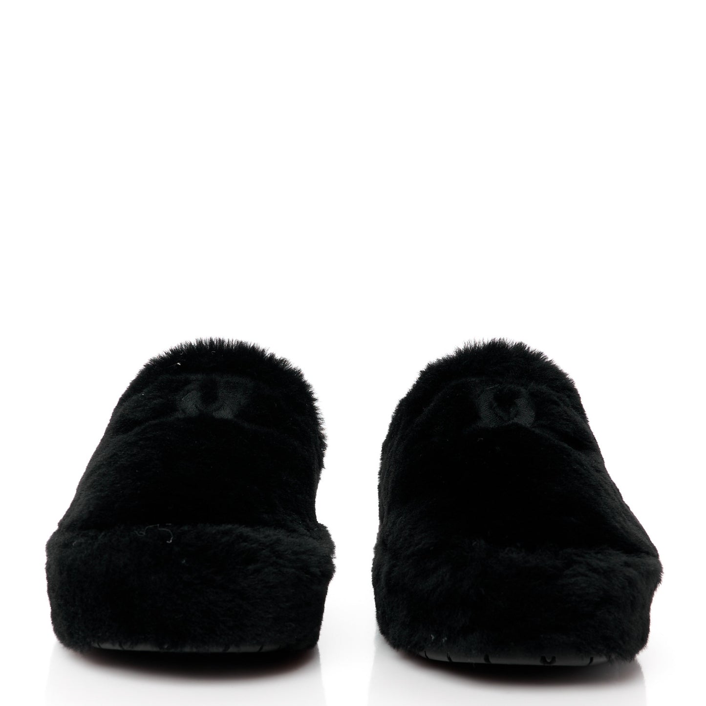 Shearling CC Flat Mules 40 Black