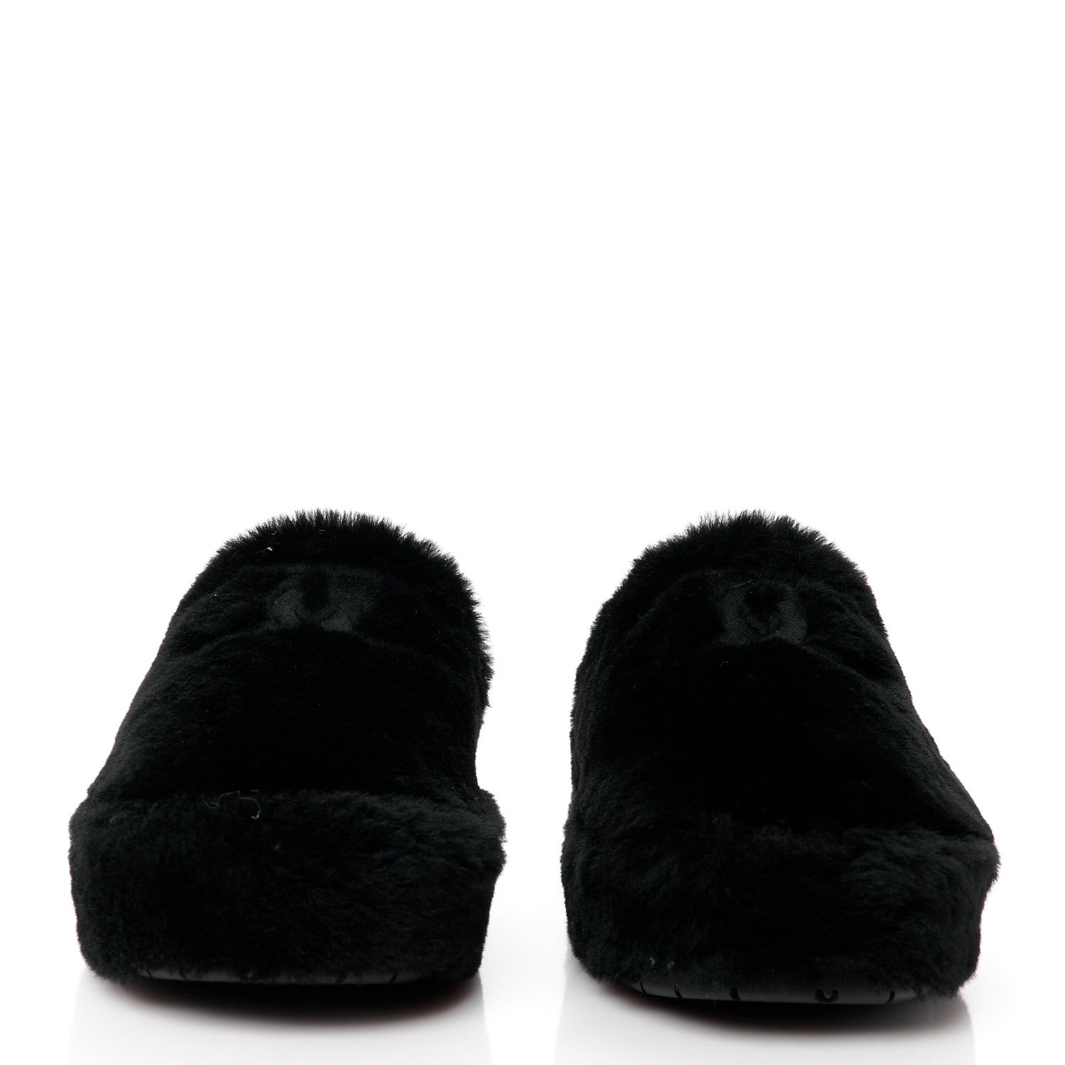 Chanel Shearling CC Flat Mules 40 Black 2 of 8