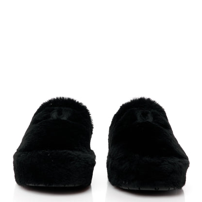 Chanel Shearling CC Flat Mules 40 Black 2 of 8