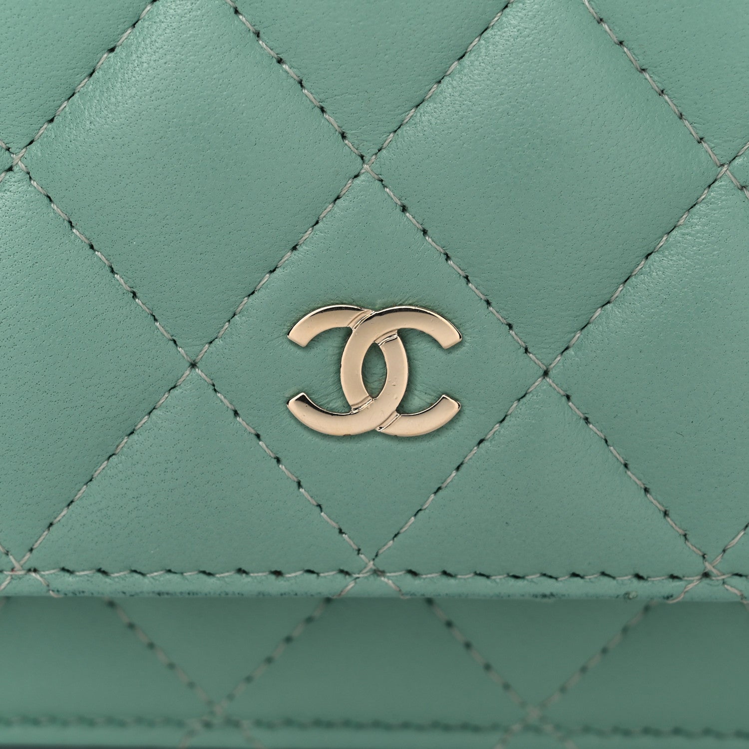 Chanel Lambskin Quilted Mini Wallet On Chain WOC Light Green 12 of 13