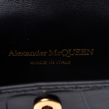 Alexander McQueen Shiny Calfskin Crocodile Embossed Skull Air Pod Case Black 4 of 7