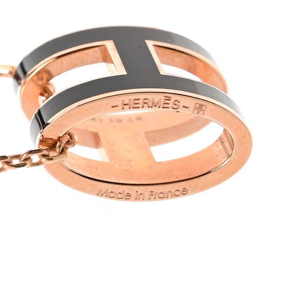 Hermes Lacquered Rose Gold Pop H Pendant Necklace Black 5 of 8