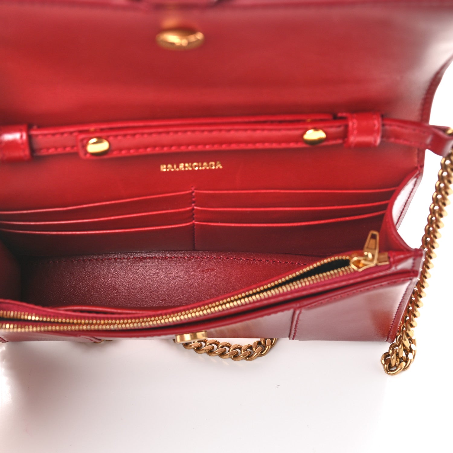 Balenciaga Shiny Box Calfskin Hourglass Chain Bag Bright Red 5 of 9