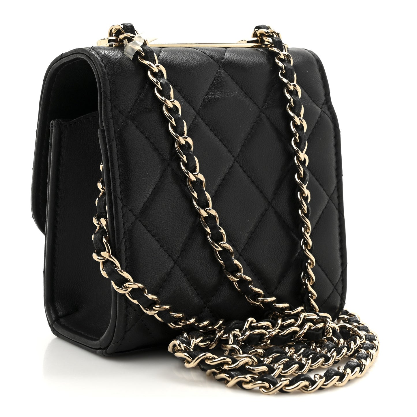 Lambskin Quilted Mini Trendy CC Chain Wallet Black