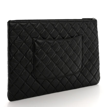 Chanel Aged Calfskin Quilted Large Tassel Cosmetic Case Black 3 of 8