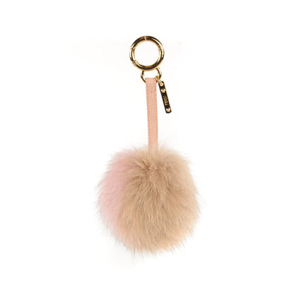 Fendi Fox Fur Vitello Elite Bi-Color Pom Pom Bag Charm Rosa Cammello Cipria 1 of 7