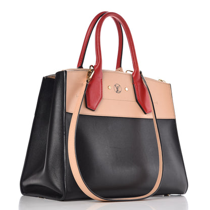 Louis Vuitton Calfskin City Steamer MM Black Creme Bourgogne 4 of 20