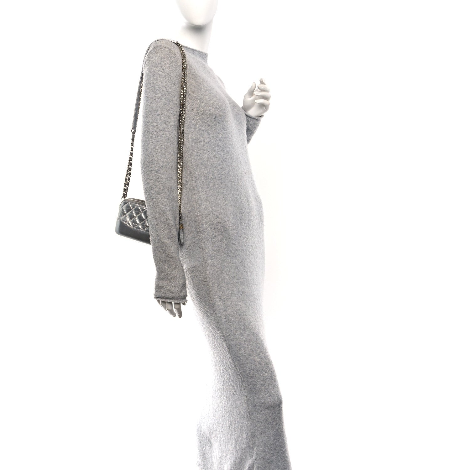 Chanel Metallic Lambskin Calfskin Quilted Small Gabrielle Clutch With Chain Silver 2 of 11