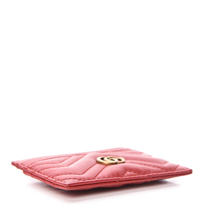 Gucci Calfskin Matelasse GG Marmont Card Holder Hibiscus Red 4 of 7