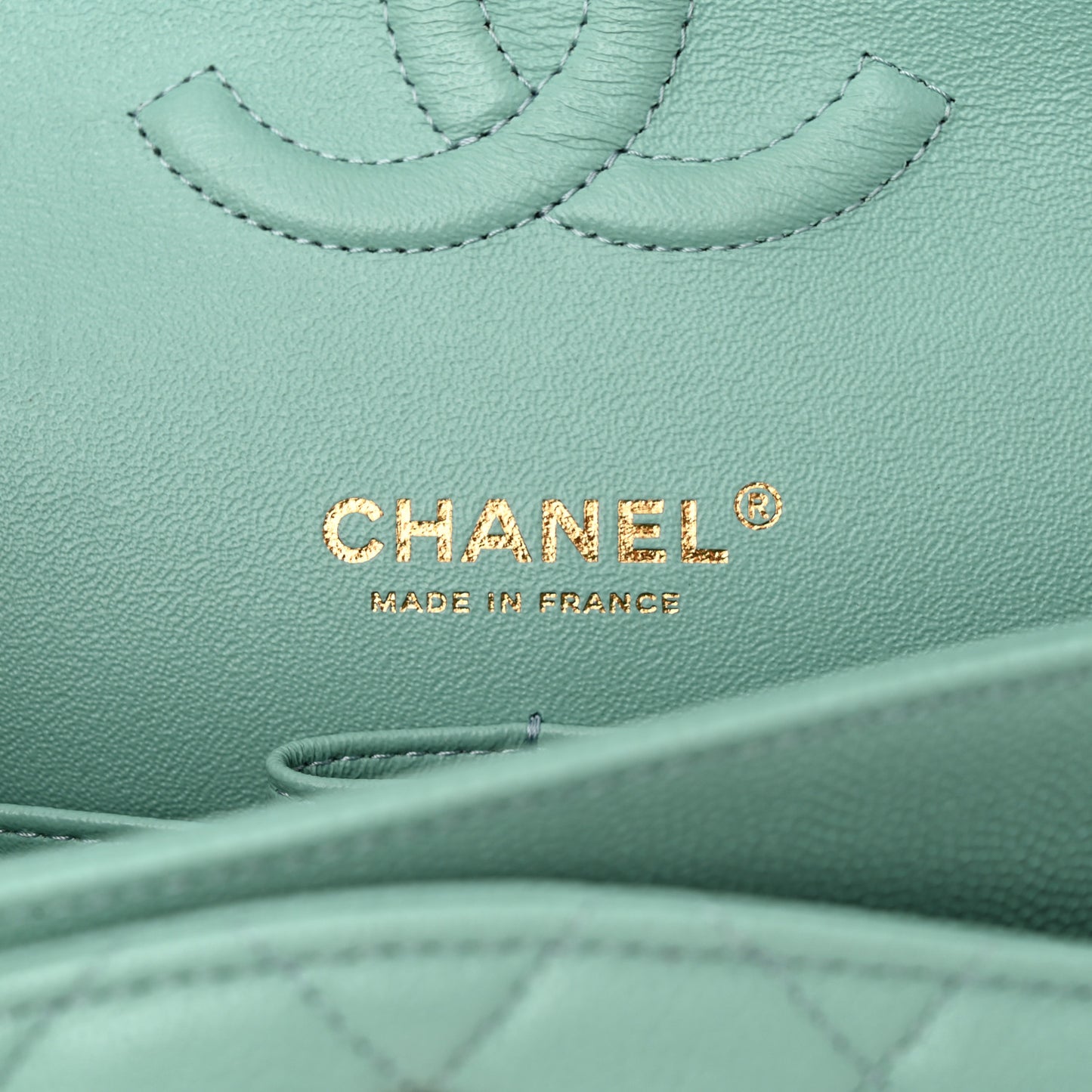 Caviar Quilted Medium Double Flap Light Blue