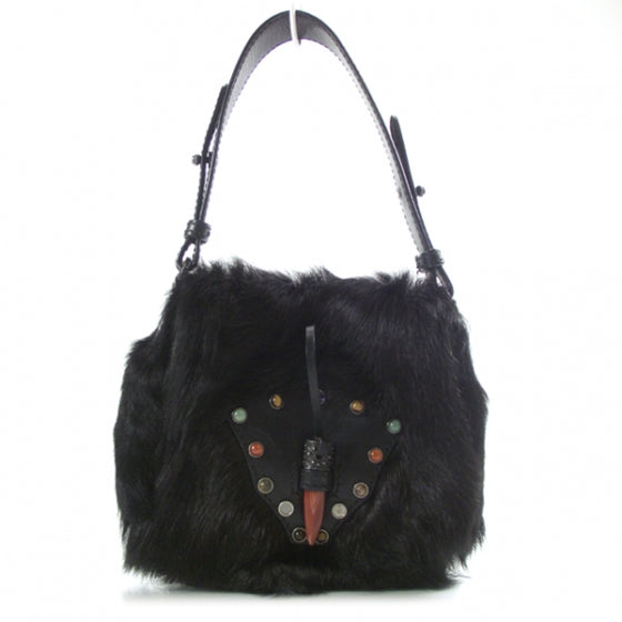 Fur Shoulder Bag Black