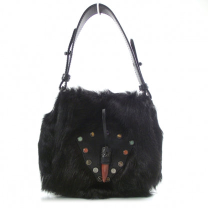 Valentino Garavani Fur Shoulder Bag Black 1 of 11