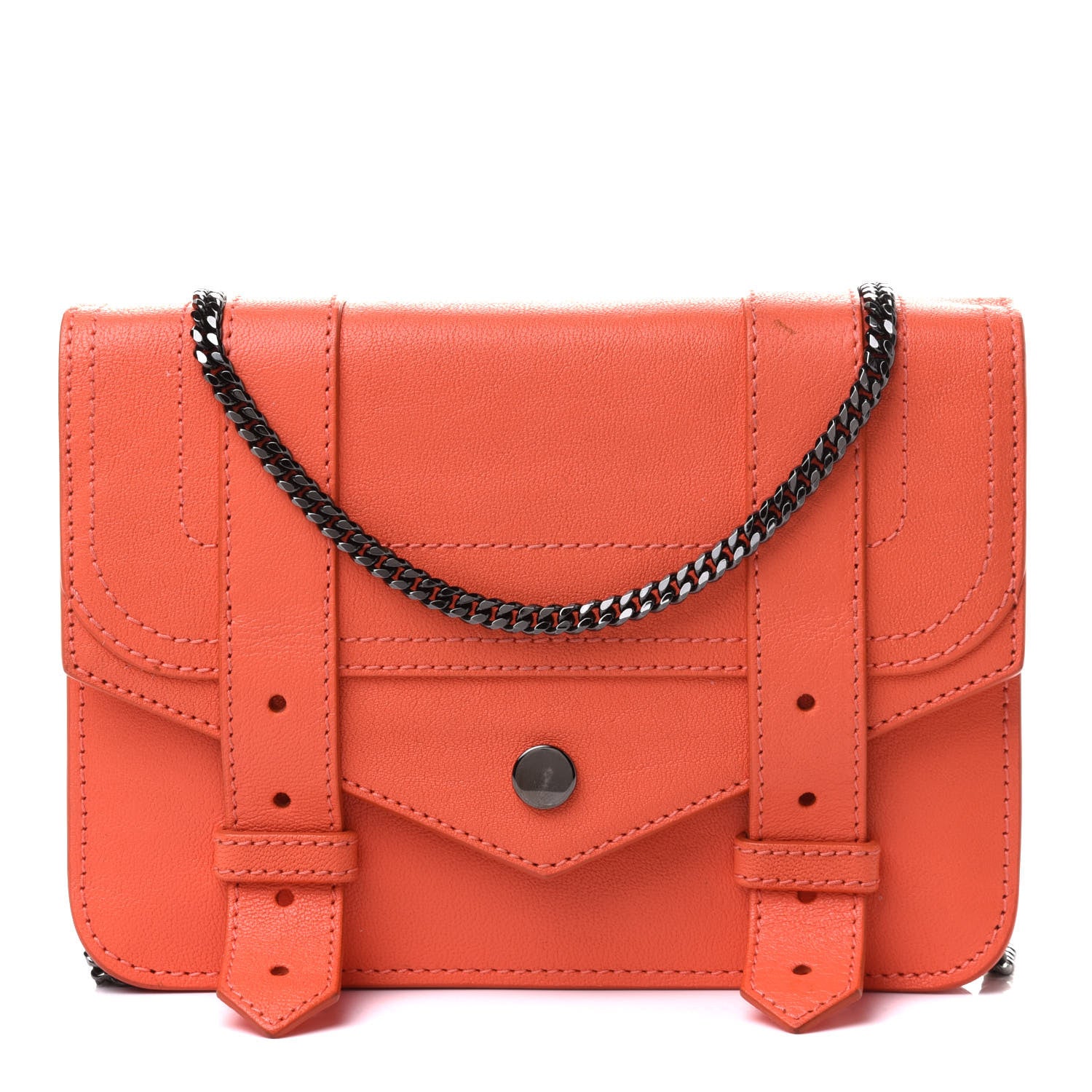 Proenza Schouler Lambskin PS1 Large Chain Wallet Deep Coral 1 of 10