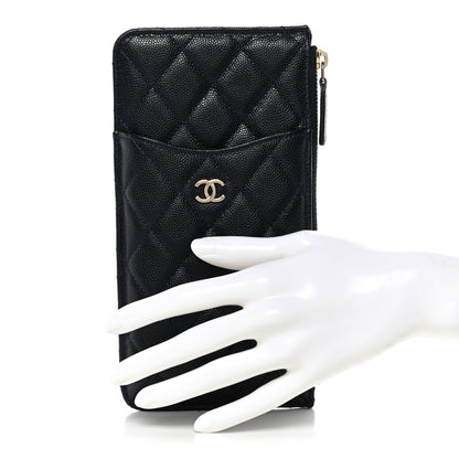 Chanel Caviar Quilted Classic Flat Wallet Pouch Navy 2 of 10