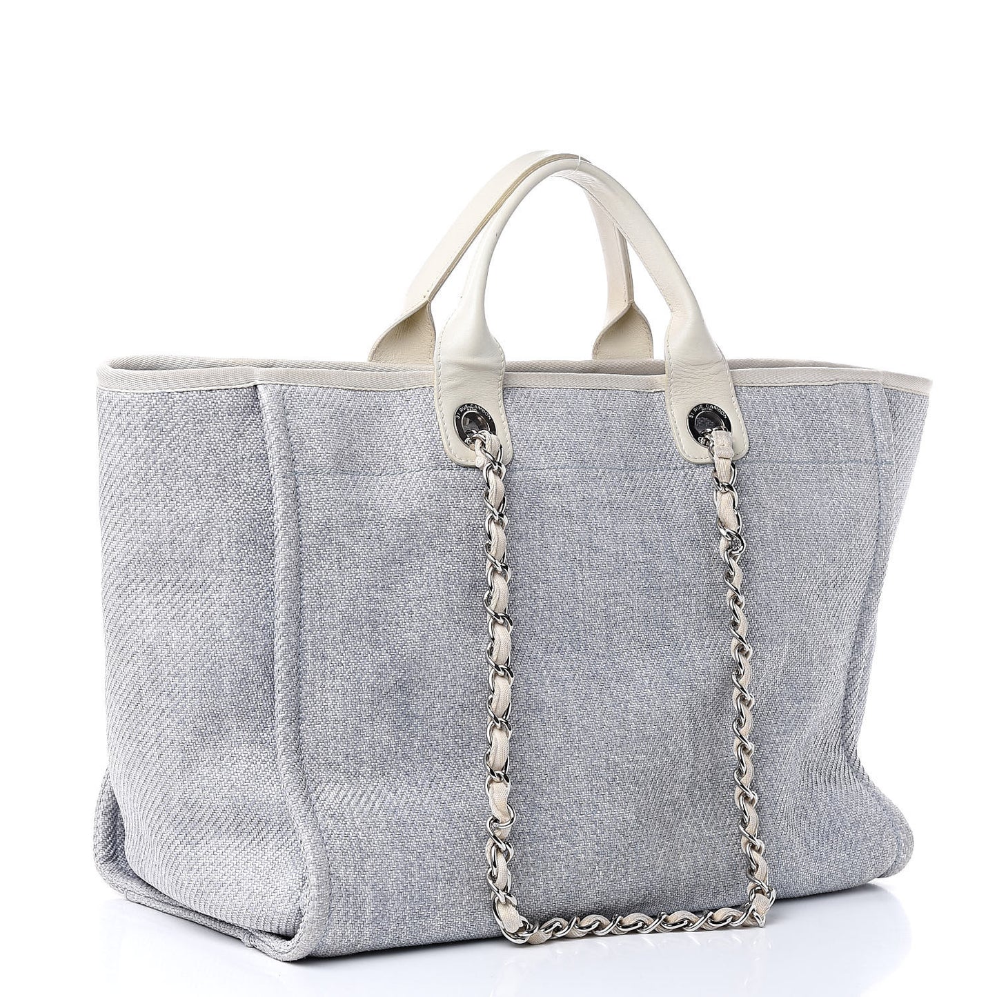 Woven Straw Large Deauville Tote Blue