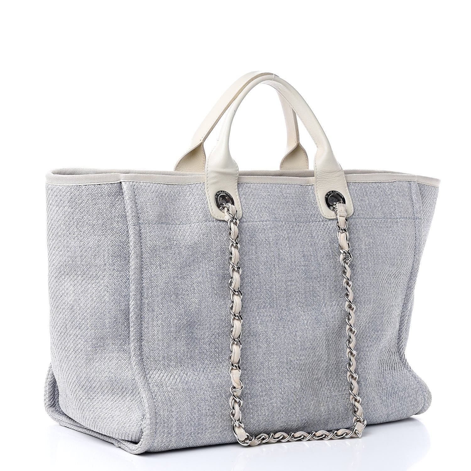 Chanel Woven Straw Large Deauville Tote Blue 3 of 18