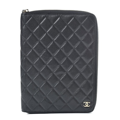 Chanel Caviar Quilted Zip Around Notebook Agenda Cover Black 1 of 9