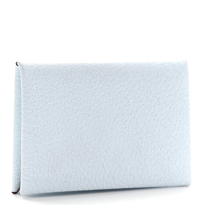 Hermes Chevre Mysore Verso Calvi Card Case Bleu Brume Brique 3 of 8