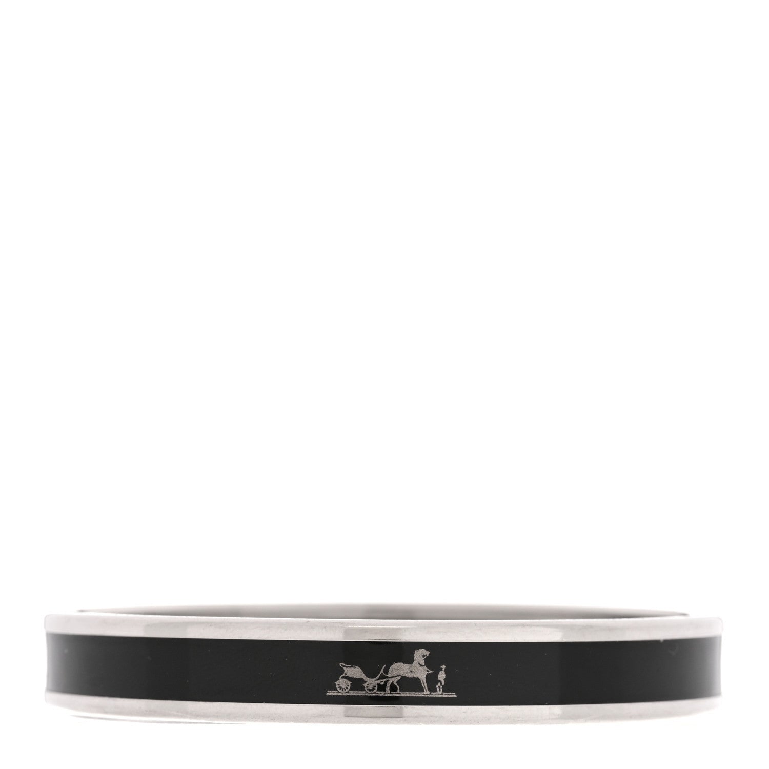 Hermes Enamel Printed Narrow Caleche Bracelet Black 1 of 5