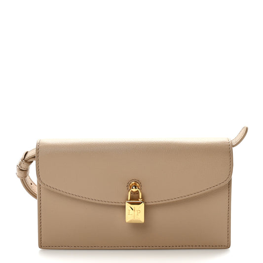 Grained Calfskin Extra Pochette Light Mastic Sun Gold