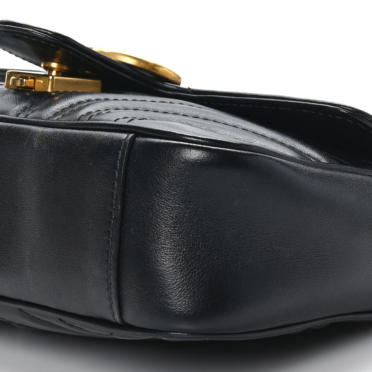 Calfskin Matelasse Mini GG Marmont Shoulder Bag Black