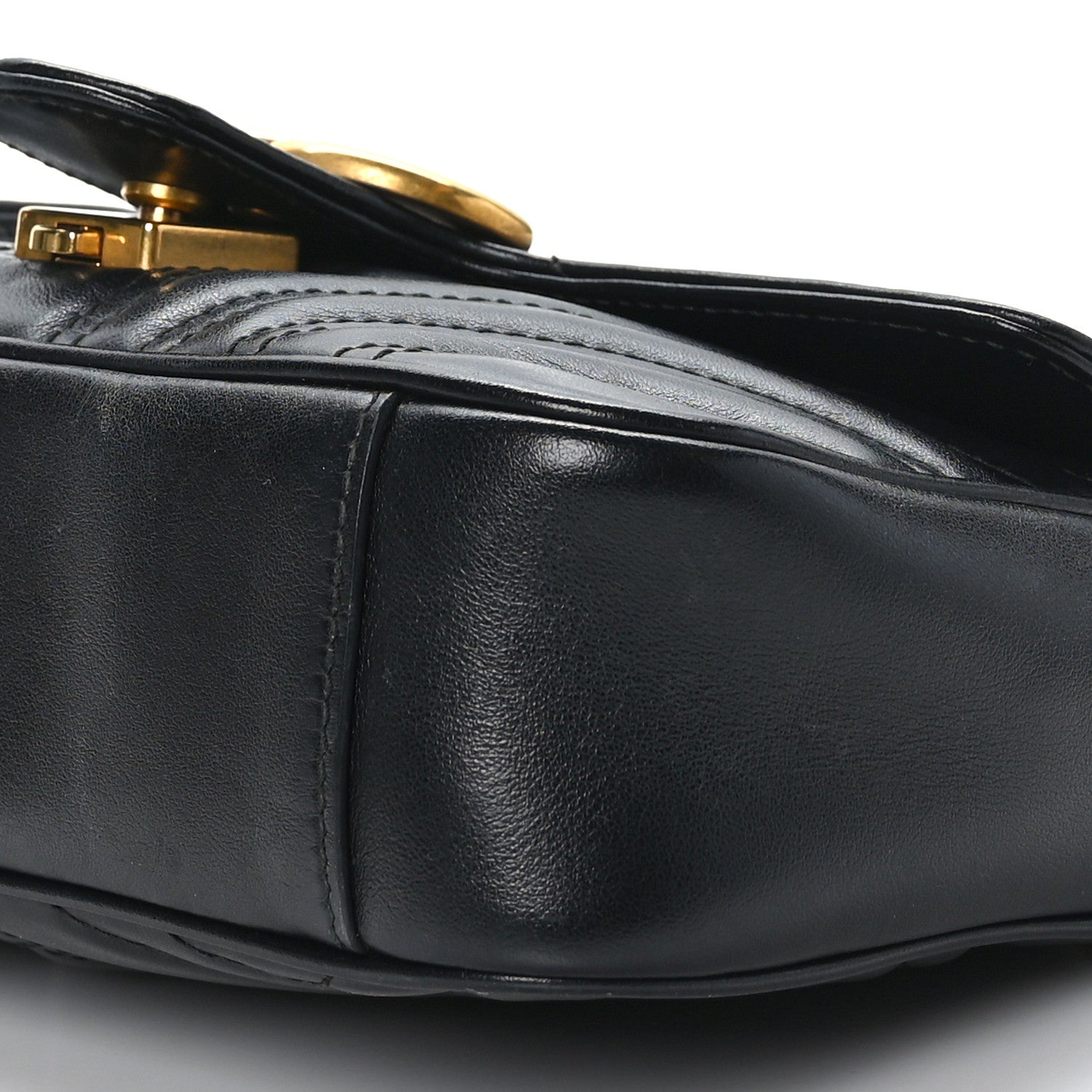 Gucci Calfskin Matelasse Mini GG Marmont Shoulder Bag Black 9 of 11
