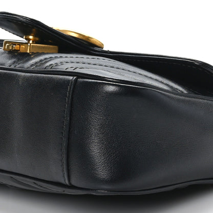 Gucci Calfskin Matelasse Mini GG Marmont Shoulder Bag Black 9 of 11