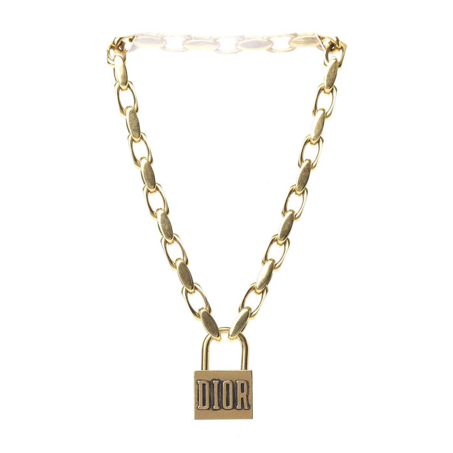 Metal Lucky Locket Choker Necklace Aged Gold