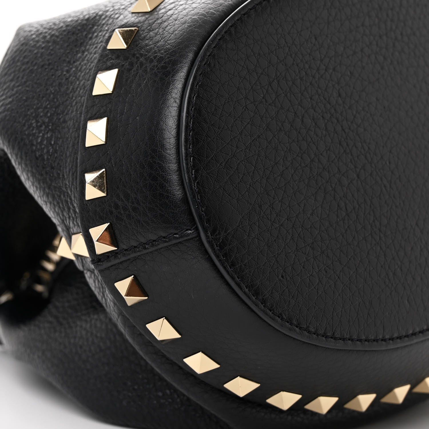 Valentino Garavani Pebbled Calfskin Small Rockstud Bucket Bag Black 8 of 9