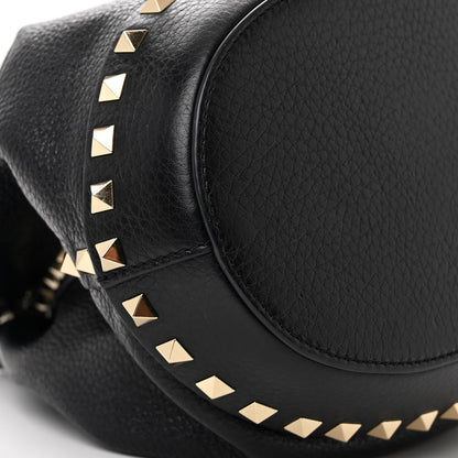 Valentino Garavani Pebbled Calfskin Small Rockstud Bucket Bag Black 8 of 9