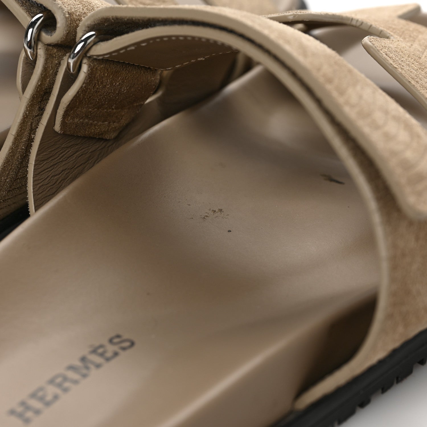 Hermes Suede Goatskin Chaine d'Ancre Womens Chypre Sandals 36 Beige Sable 9 of 10