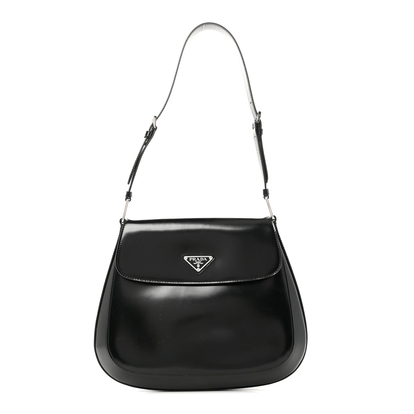 Spazzolato Cleo Flap Shoulder Bag Black