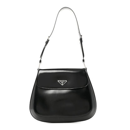Prada Spazzolato Cleo Flap Shoulder Bag Black 1 of 10