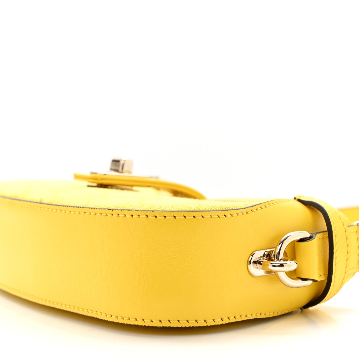 Calfskin Monogram Mini Moon Side Shoulder Bag Yellow