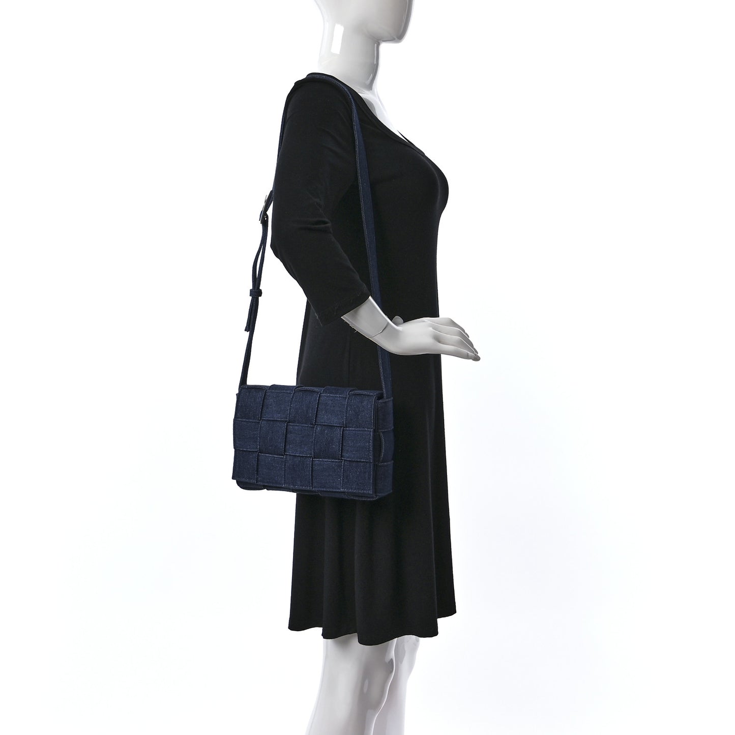 Denim Maxi Intrecciato Cassette Crossbody Bag Washed Indigo