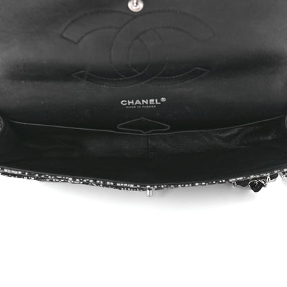 Chanel Sequin Tweed Jumbo Double Flap Black Grey 5 of 12