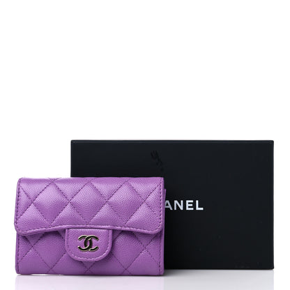 Chanel Caviar Quilted Flap Card Holder Wallet Purple 9 of 9