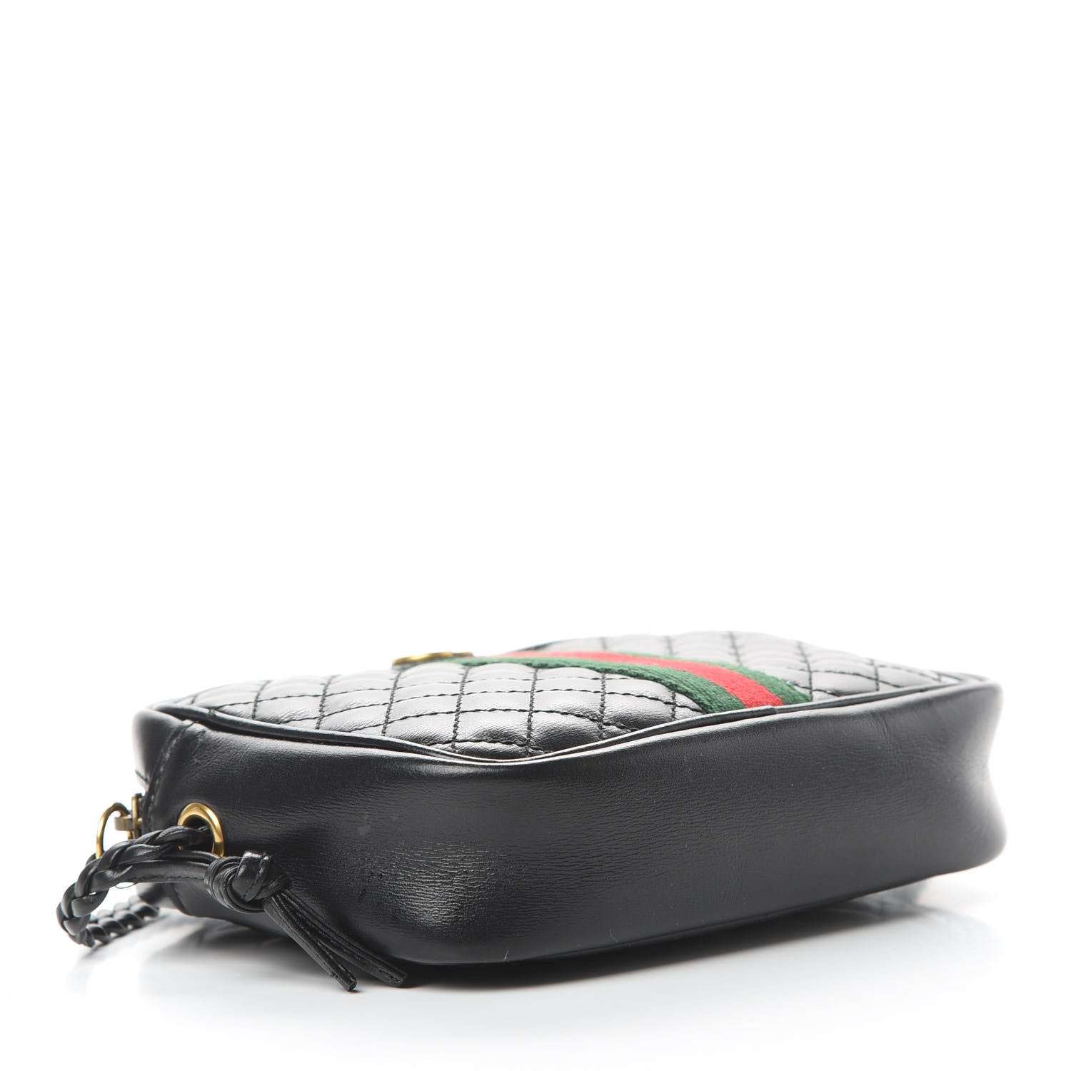 Gucci Calfskin Trapuntata Web Mini GG Shoulder Bag Black 4 of 12