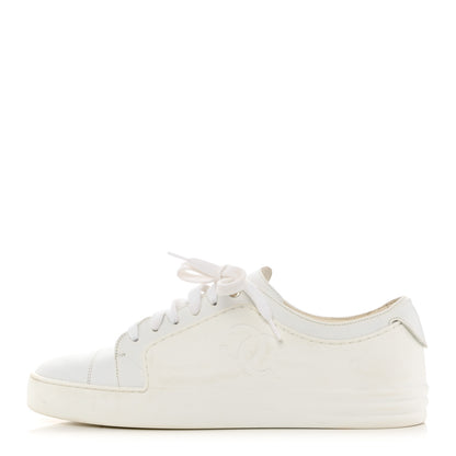 Chanel Calfskin Gum Womens CC Sneakers 39 White 1 of 13